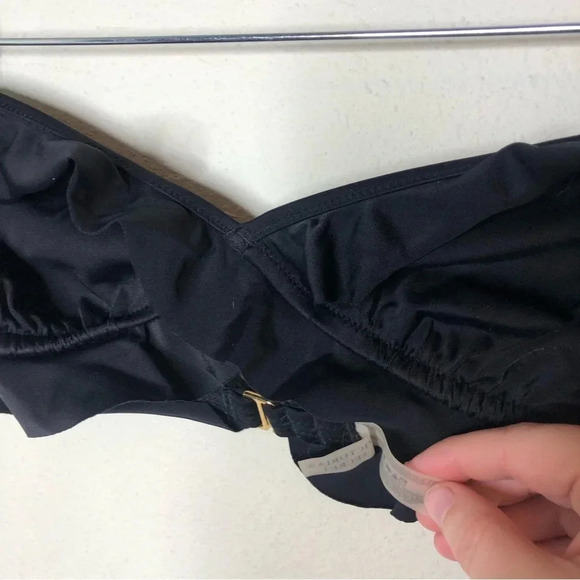 Victoria's Secret Bandeau Bikini Top Medium Black Ruffles - Picture 3 of 6